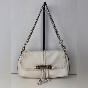 Gucci Bamboo Croisette Evening Bag Leather White